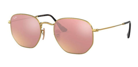 Lentes De Sol Rb Hexagonal Flat Rb3548n Dorado Rosa Espejo